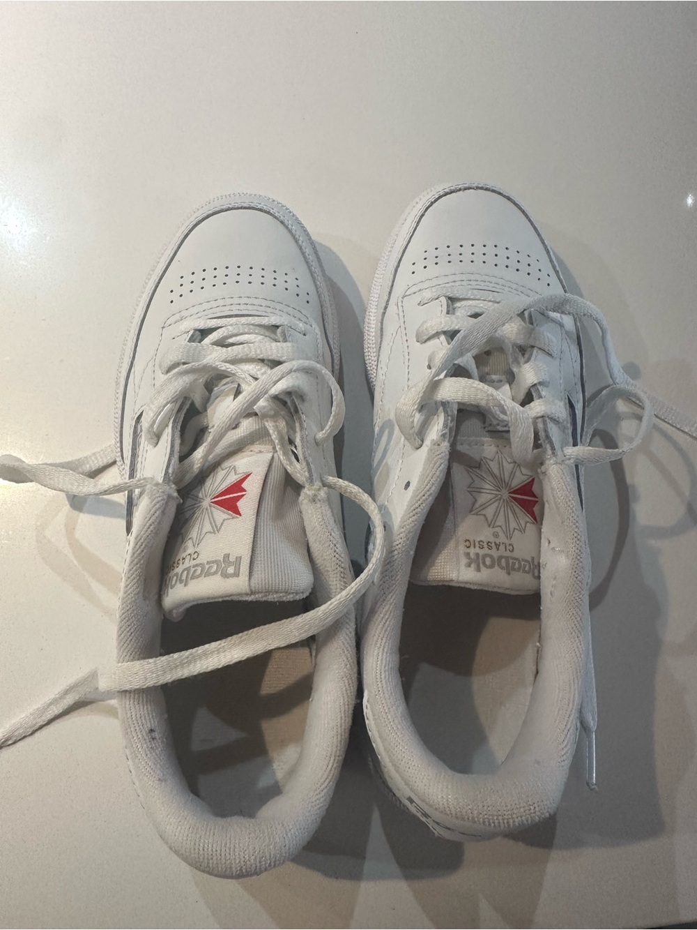 Reebok Kids White Sneakers with Red Accent